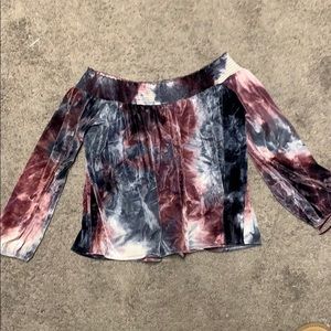 Off the shoulder purple tie-dye blouse